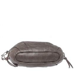 Pre Owned Coach Grey Pleated Leather Sophia Satchel