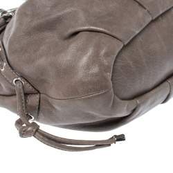 Pre Owned Coach Grey Pleated Leather Sophia Satchel