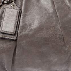 Pre Owned Coach Grey Pleated Leather Sophia Satchel