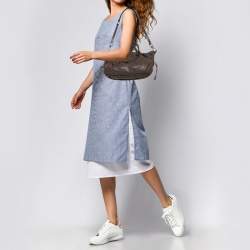 Pre Owned Coach Grey Pleated Leather Sophia Satchel