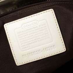 مملوكة مسبقًا Coach White Signature Canvas and Leather Hampton Braided Tote