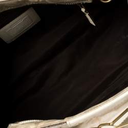 مملوكة مسبقًا Coach White Signature Canvas and Leather Hampton Braided Tote