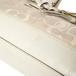 مملوكة مسبقًا Coach White Signature Canvas and Leather Hampton Braided Tote