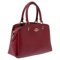 Pre Owned Coach Red Leather Mini Lillie Carryall Satchel