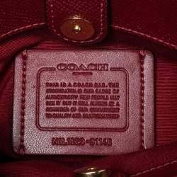 Pre Owned Coach Red Leather Mini Lillie Carryall Satchel