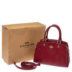 Pre Owned Coach Red Leather Mini Lillie Carryall Satchel
