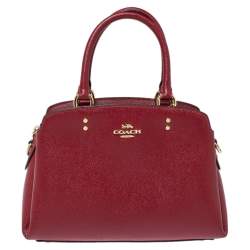 Pre Owned Coach Red Leather Mini Lillie Carryall Satchel