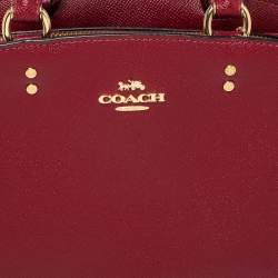 Pre Owned Coach Red Leather Mini Lillie Carryall Satchel