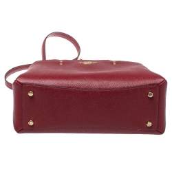 Pre Owned Coach Red Leather Mini Lillie Carryall Satchel
