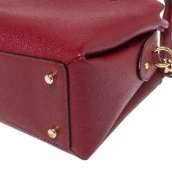 Pre Owned Coach Red Leather Mini Lillie Carryall Satchel