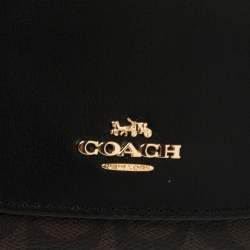 Pre Owned Coach Brown/Black Signature Coated Canvas and Leather Continental Wallet
