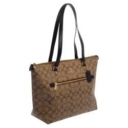 Pre Owned Coach  Beige/Brown Coated Signature Canvas Gallery Tote