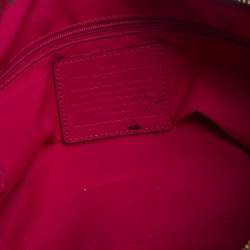 Pre Owned Coach Beige/Fuchsia Signature Coated Canvas and Leather Shoulder Bag
