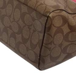 Pre Owned Coach Beige/Fuchsia Signature Coated Canvas and Leather Shoulder Bag