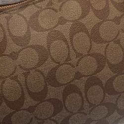 Pre Owned Coach Beige/Fuchsia Signature Coated Canvas and Leather Shoulder Bag