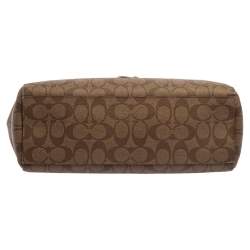 Pre Owned Coach Beige/Fuchsia Signature Coated Canvas and Leather Shoulder Bag