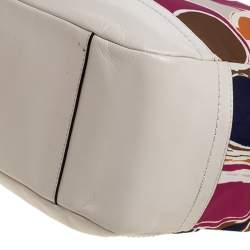 Pre Owned Coach Muticolor Part Op Ast Satin and Leather Carrie Tote 