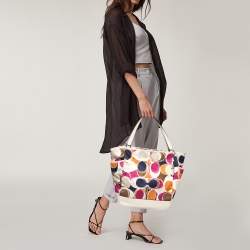 Pre Owned Coach Muticolor Part Op Ast Satin and Leather Carrie Tote 