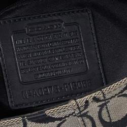 Pre Owned Coach Black/White Signature Canvas and Leather Hampton Shoulder Bag