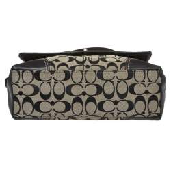 Pre Owned Coach Black/White Signature Canvas and Leather Hampton Shoulder Bag