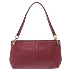 Coach Burgundy Leather Embossed Horse & Carriage Cross Body Bag