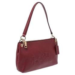 Coach Burgundy Leather Embossed Horse & Carriage Cross Body Bag