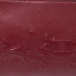 Coach Burgundy Leather Embossed Horse & Carriage Cross Body Bag