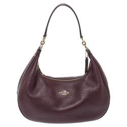 Pre Owned Coach Burgundy Leather Harley Hobo