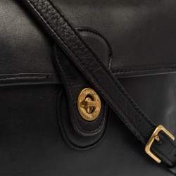 Pre Owned Coach Black Leather Vintage Willis Top Handle Bag