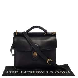 Pre Owned Coach Black Leather Vintage Willis Top Handle Bag