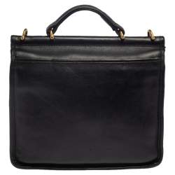 Pre Owned Coach Black Leather Vintage Willis Top Handle Bag