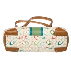 Pre Owned Coach Multicolor Signature Coated Canvas and Leather Chelsea Heritage Stripe Tote