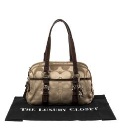 مملوكة مسبقًا Coach Brown/Beige Signature Fabric and Patent Leather Soho Satchel