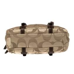 مملوكة مسبقًا Coach Brown/Beige Signature Fabric and Patent Leather Soho Satchel