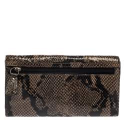 Coach Brown/Black Python Embossed Leather Soho Continental Wallet