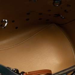 Pre Owned Coach Dark Green Floral Appliqué Leather Rogue Tote
