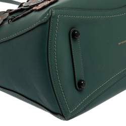 Pre Owned Coach Dark Green Floral Appliqué Leather Rogue Tote