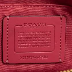 Pre Owned Coach Beige/Pink Signature Coated Canvas And Leather Mini  Sierra Satchel