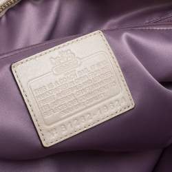 مملوكة مسبقًا Coach Beige Laser Cut Shimmer Leather Lindsey Shoulder Bag