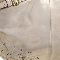 مملوكة مسبقًا Coach Beige Laser Cut Shimmer Leather Lindsey Shoulder Bag