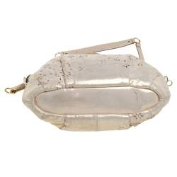 مملوكة مسبقًا Coach Beige Laser Cut Shimmer Leather Lindsey Shoulder Bag