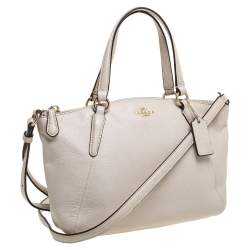 Pre Owned Coach Off White Leather Mini Kelsey Crossbody Bag