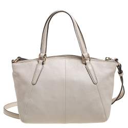 Pre Owned Coach Off White Leather Mini Kelsey Crossbody Bag
