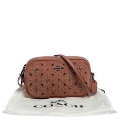 مملوكة مسبقًا Coach Coral Orange Leather and Suede Rivets Saddie Crossbody Bag