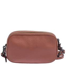 مملوكة مسبقًا Coach Coral Orange Leather and Suede Rivets Saddie Crossbody Bag