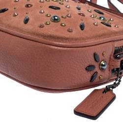 مملوكة مسبقًا Coach Coral Orange Leather and Suede Rivets Saddie Crossbody Bag