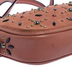 مملوكة مسبقًا Coach Coral Orange Leather and Suede Rivets Saddie Crossbody Bag