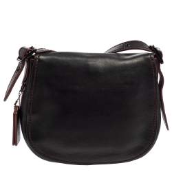 Pre Owned حقيبة كروس كوتش سادل جلد أسود