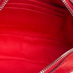 Pre Owned Coach Red Leather Flight Chain Wristlet Clutch