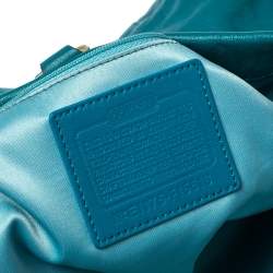 Pre Owned Coach Blue Leather Ashley Satchel